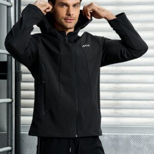 Men's Hooded Sports Jacket With Letter Printed Workout Tops - Image 5