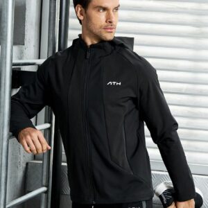 Men's Hooded Sports Jacket With Letter Printed Workout Tops - Image 6