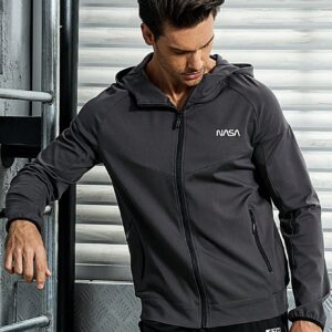 Men Letter Graphic Raglan Sleeve Hooded Sports Jacket Workout Tops - Image 4