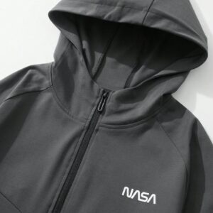 Men Letter Graphic Raglan Sleeve Hooded Sports Jacket Workout Tops - Image 5
