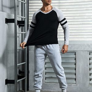 Men Colorblock Raglan Sleeve Sports Tee Long Sleeve Shirt - Image 5