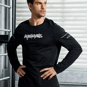 Men Letter Graphic Sports Tee Long Sleeve Shirt