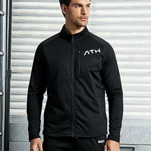 Men Letter Graphic Zip Up Sports Jacket Workout Tops