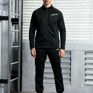 Men Letter Graphic Zip Up Sports Jacket Workout Tops - Image 3