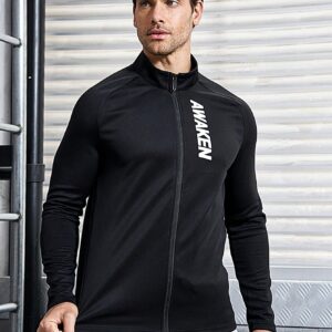 Men's Letter Print Sports Jacket Workout Tops