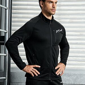 Men Letter Graphic Zip Up Sports Jacket Workout Tops - Image 5