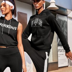 Men Letter Graphic Raglan Sleeve Drawstring Sports Hoodie Men Sweatshirt
