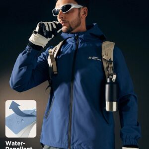 Men Letter Graphic Zipper Drawstring Hooded Fishing Jacket - Image 7