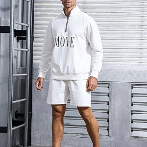 Boyfriend Style Men's Half Zippered Jacket And Shorts Sports Set, Athletic Suit, Tracksuit Workout Set - Image 6