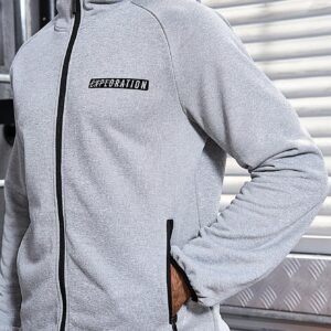 Men's Letter Print Zipper Front Hooded Sports Jacket Workout Tops - Image 6