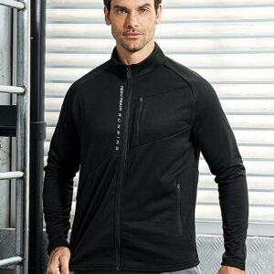 Boyfriend Style Men's Letter Print Zip-Front Raglan Sleeve Sports Jacket With Front Pockets Workout Tops
