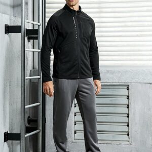Boyfriend Style Men's Letter Print Zip-Front Raglan Sleeve Sports Jacket With Front Pockets Workout Tops - Image 3