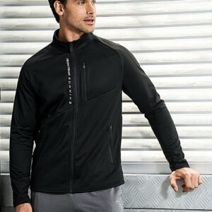 Boyfriend Style Men's Letter Print Zip-Front Raglan Sleeve Sports Jacket With Front Pockets Workout Tops - Image 5