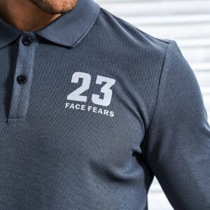 Boyfriend Style Men's Long Sleeve Polo Shirt With Arabic Numeral Print, Turn-Down Collar And Button Placket Workout Tops Golf Shirt - Image 3