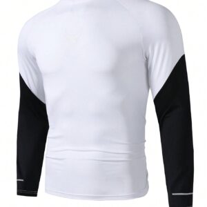 Men's Contrast Color Sports T-Shirt Long Sleeve Shirt