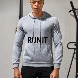 Men's Letter Print Drawstring Hooded Sports Sweatshirt Hoodie Men Sweatshirt