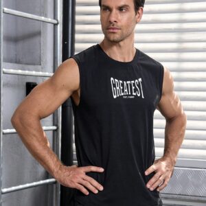 Boyfriend Style Men's Letter Print Sports Tank Top Workout Tops - Image 4