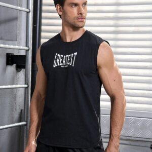 Boyfriend Style Men's Letter Print Sports Tank Top Workout Tops - Image 5