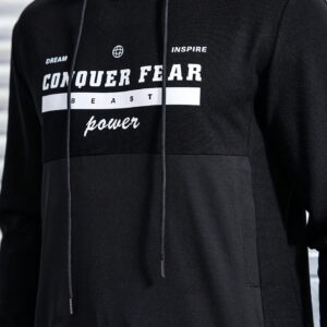 Men's Letter Pattern Drawstring Hooded Sports Sweatshirt Hoodie Men Sweatshirt - Image 3