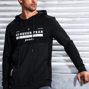 Men's Letter Pattern Drawstring Hooded Sports Sweatshirt Hoodie Men Sweatshirt - Image 8