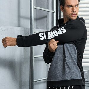 Men's Splicing Pocket Design Drawstring Hooded Sporty Sweatshirt Hoodie Men Sweatshirt Men's Gym Wearmen's Workout Clothesmen's Gym Clothesgym Hoodiegym Long Sleeve Top