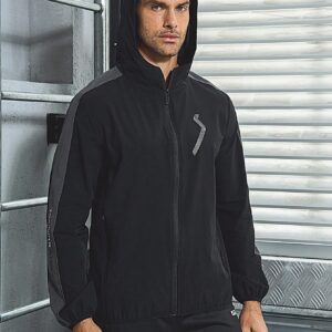 Men Graphic Print Zip Up Hooded Sports Jacket Workout Tops - Image 5