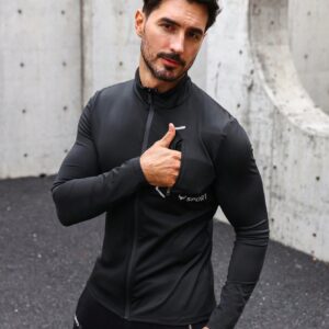 Men Letter Graphic Zip Up Sports Jacket Workout Tops - Image 3