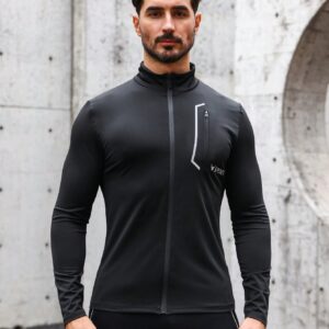 Men Letter Graphic Zip Up Sports Jacket Workout Tops - Image 4