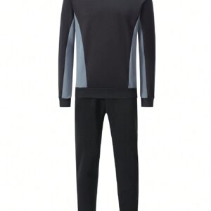 Boyfriend Style Men's Color-Block Raglan Sleeve Sports Suit, Athletic Suit, Tracksuit Workout Set - Image 3