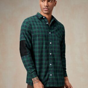 Men Plaid Print Pocket Patched Shirt Without Tee - Image 5