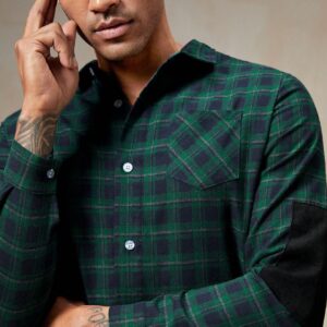 Men Plaid Print Pocket Patched Shirt Without Tee - Image 7