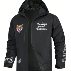 Men's Hooded Sports Jacket With Tiger Print
