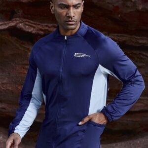 Boyfriend Style Men's Color Block Printed Sports Jacket With Slogan Workout Tops