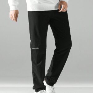 Men's Cycling Pants With Letter Pattern, Zipper And Diagonal Pockets Biker Trousers - Image 4