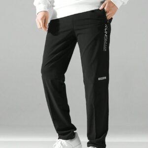 Men's Cycling Pants With Letter Pattern, Zipper And Diagonal Pockets Biker Trousers - Image 6