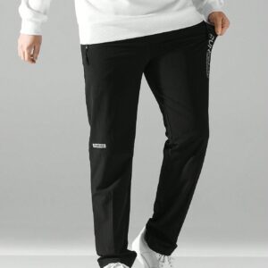 Men's Cycling Pants With Letter Pattern, Zipper And Diagonal Pockets Biker Trousers - Image 8