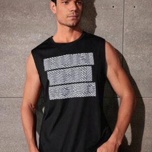 Men's Letter Printed Sports Tank Top Workout Tops , Stringer , Graphic , Couple Bathing , Plain - Image 3