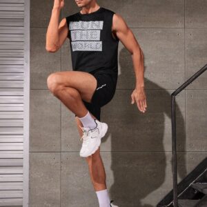 Men's Letter Printed Sports Tank Top Workout Tops , Stringer , Graphic , Couple Bathing , Plain - Image 6