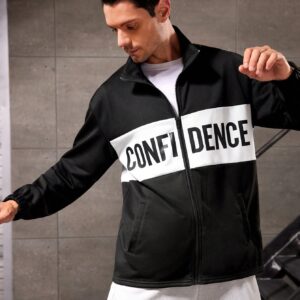 Men's Letter Print Sports Jacket Workout Tops