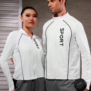 Men's Letter Printed Sports Jacket Workout Tops