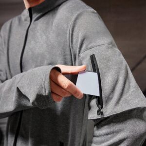 Boyfriend Style Men's Solid Color Zipper Hooded Sports Jacket Workout Tops Grey Jacket - Image 3