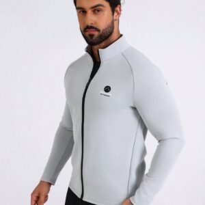 Boyfriend Style Men's Letter Print Zipper Front Stand Collar Sports Jacket Workout Tops - Image 4