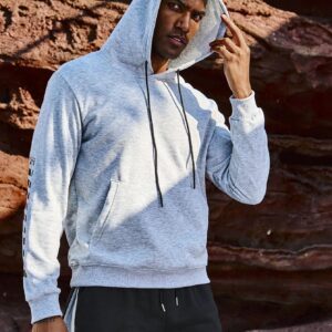 Men's Sports Hoodie With Slogan Print Men Sweatshirt - Image 8