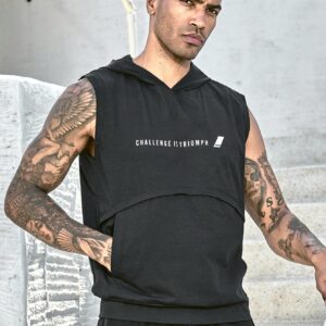 Boyfriend Style Men's Letter Printed Sports Tank Top Workout Tops - Image 4