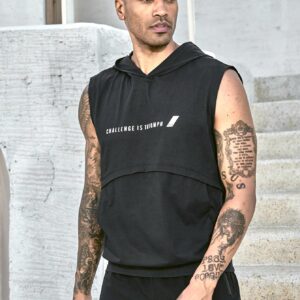 Boyfriend Style Men's Letter Printed Sports Tank Top Workout Tops - Image 6