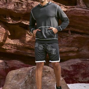 Men's Kangaroo Pocket Sports Hoodie With Contrast Stitching Detail Hoodie Men Sweatshirt - Image 4