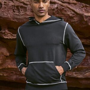 Men's Kangaroo Pocket Sports Hoodie With Contrast Stitching Detail Hoodie Men Sweatshirt - Image 6