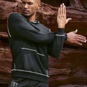 Men's Kangaroo Pocket Sports Hoodie With Contrast Stitching Detail Hoodie Men Sweatshirt - Image 8