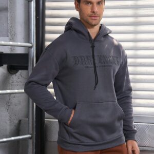 Boyfriend Style Men's Casual Hooded Sweatshirt With Drawstring And Text Design For Sports Boyfriend Style Men Sweatshirt - Image 3