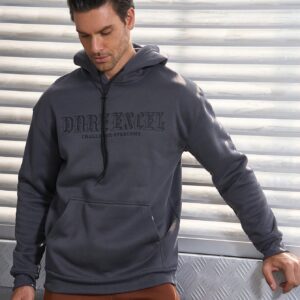 Boyfriend Style Men's Casual Hooded Sweatshirt With Drawstring And Text Design For Sports Boyfriend Style Men Sweatshirt - Image 4